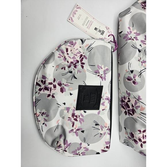 Anna Sui for PB Teen Flower Dot Collection Tote and Pouch NWT Gray Purple Floral - Picture 9 of 13
